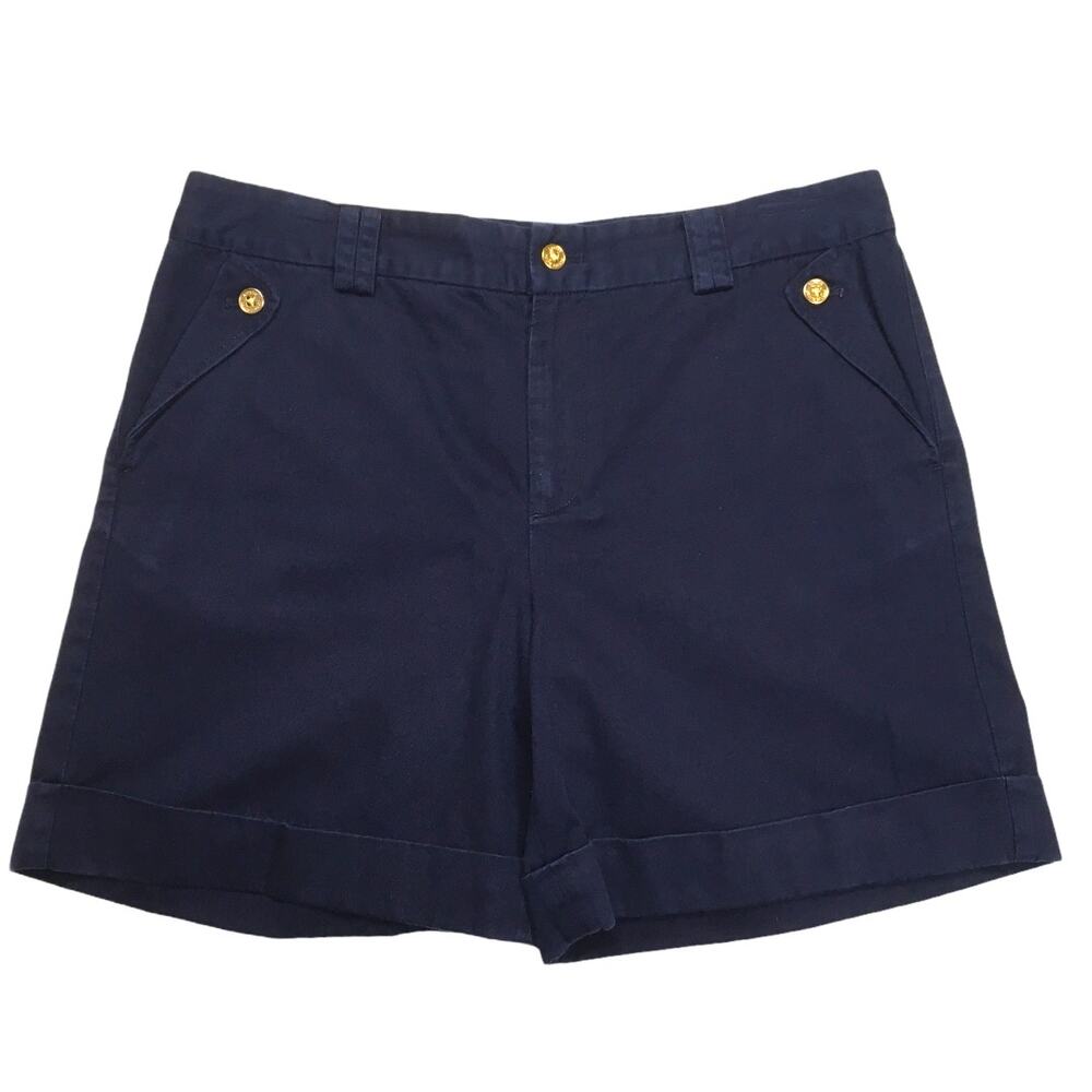 Lauren Ralph Lauren Shorts Button Flap Pocket Navy Casual Walking Short Women 14